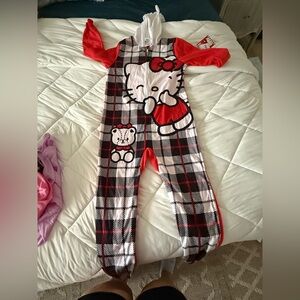 Sanrio Hello Kitty Red and Black Plaid Kids Pajama Footie